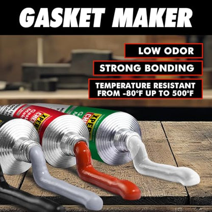 RTV Silicone Gasket Maker, High Temp Silicone Sealant for Automotive, Anti-Freeze RTV Resist Oil for Bonding Internal Combustion, Steam Turbines, Engines, Gearboxes, Pumps, Black - style: Black