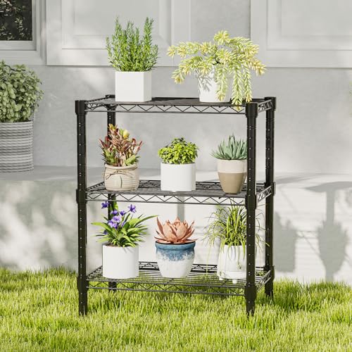DUMOS 3-Tier Metal Storage Shelves, Wire Shelving, Storage Rack, 23.3" W - color: 3 Tier-30"h, size: Type 1 without wheels