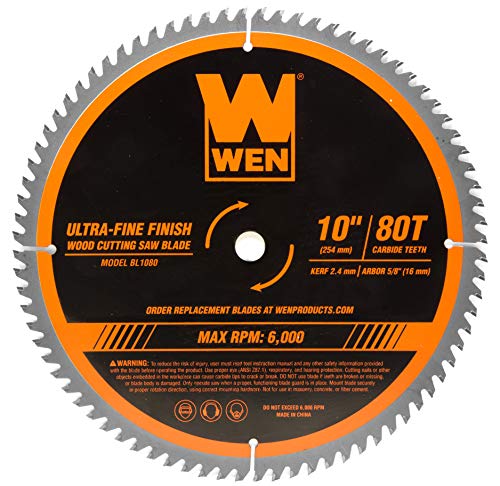 WEN BL1080 10-Inch 80-Tooth Carbide-Tipped Ultra-Fine Finish Professional Woodworking Saw Blade for Miter Saws and Table Saws - style: Basic