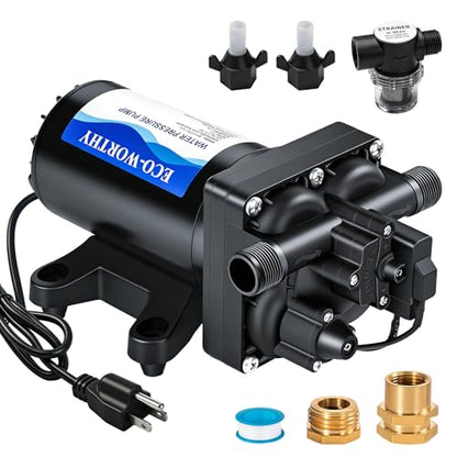 ECO-WORTHY 110V AC Fresh Transfer Diaphragm Water Pump On Demand 5.5GPM 70PSI High Pressure Water Booster Pump 110 Volt with Pressure Switch for Irrigation Garden Hose Sprinkler Home RV - color: Black 7