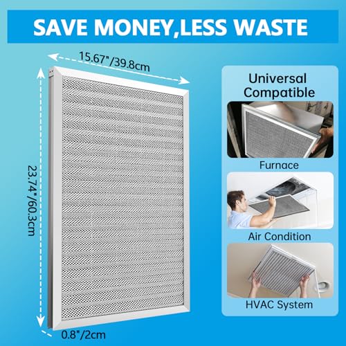 UBeesize 16x24x1 Air Filter HVAC AC Furnace Filter,MERV 8,Reusable Washable, Lasts a Lifetime,Permanent Air Filter,Breathe Fresher,Home And Office(Actual Size:15.67x23.74x0.8Inch) - size: 24" x 16" x 0.8"