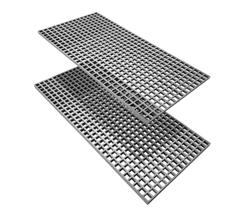 2 Pack 48x23x1.2in Fiberglass Molded Grating,Grit-top Surface,Grey - size: 48"L x 23"W x 1.2"Th