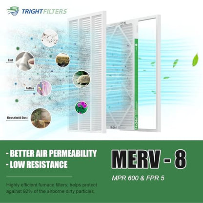 TRIGHTFILTERS 14x24x1 Air Filter 4 Pack, MERV 8 Pleated HVAC Furnace Filter - size: 14x24x1