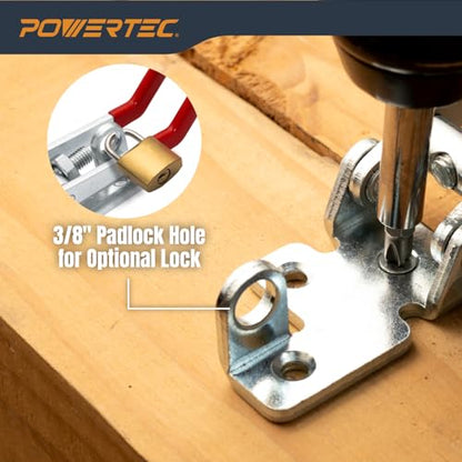 POWERTEC 4PK Heavy Duty Toggle Clamp Latch, 1320 lbs Holding Capacity, 4003 Adjustable Quick Release Pull Action Latch with Lock Hole for Smoker, CNC, Woodworking Jigs & Fixtures (20347-P4) - size: 4003, 4PK