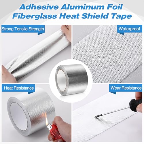 Dreyoo 3 Rolls Adhesive Aluminum Foil Heat Shield Tape, Heat Shield Tape