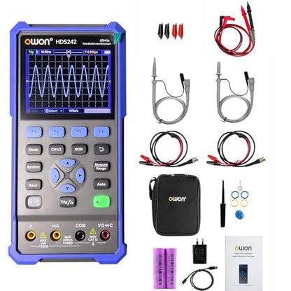 OWON Digital Handheld Oscilloscope Multiumeter 2 in 1,2 Channels, 40MHz Bandwidth, 250MS/s Sample Rate, 3.5" LCD Multiumeter Signal Generator Digital Oscilloscope Multimeter,Lab Oscilloscope HDS242 - style: HDS242
