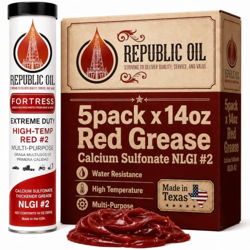 Extreme Duty Red High Temp #2 5 x14oz | Calcium Sulfonate | Multi-Purpose | 580+ Drop Point | 1% Water Washout | Chassis | Wheel Bearings | Agriculture | Construction