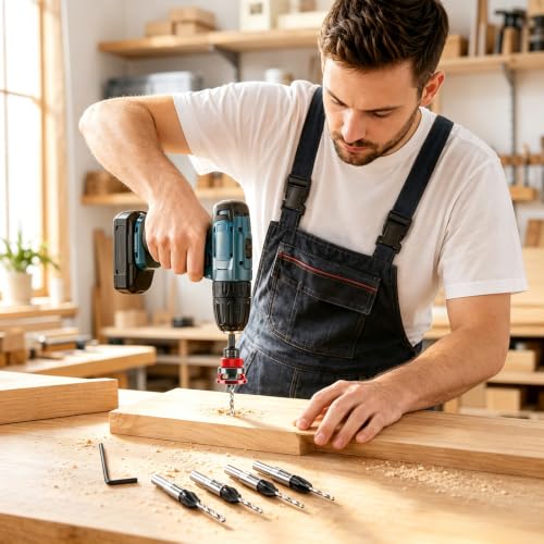Countersink Drill Bits Set with Adjustable Depth Stop for Woodworking, Blue - color: Blue