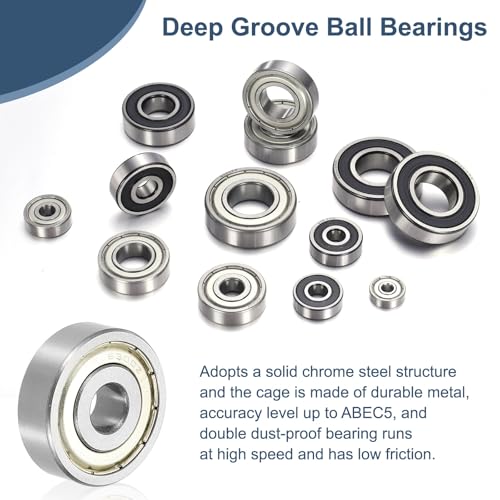 uxcell 8 Pack 6903ZZ Deep Groove Ball Bearings, 17x30x7mm Chrome Steel Double Shield Bearing for Electric Motor, Home Appliances, Garden Machinery, (ABEC5) - size: 6903ZZ