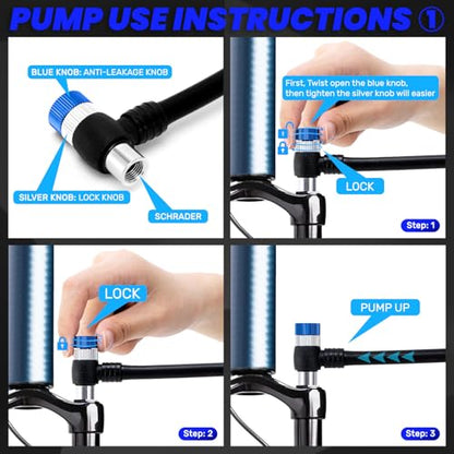High Pressure Shock Pump, Bike Shock Air Pump with Gauge 400 PSI - color: silver