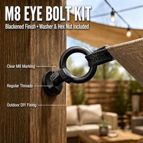 Antrader Lifting Shoulder Eye Bolts,M8 Eye Bolt,M8 x 60mm,Black,6 Sets - size: M8 x 60mm