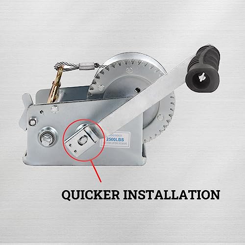 Hand Winch Boat Trailer Winch 2500lbs Heavy Duty Hook with 33ft Steel Cable, Two Way Ratchet Manual Operated Winch for Trailers ATV UTV Boat Marine - size: 2500lb with 33ft Steel Cable