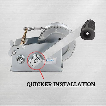 Hand Winch Boat Trailer Winch 2500lbs Heavy Duty Hook with 33ft Steel Cable, Two Way Ratchet Manual Operated Winch for Trailers ATV UTV Boat Marine - size: 2500lb with 33ft Steel Cable