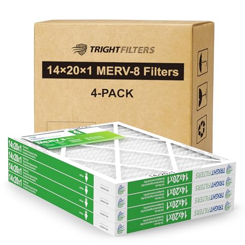 TRIGHTFILTERS 14x20x1 Air Filter 4 Pack, MERV 8 Filter Replacement - size: 14x20x1-4pack