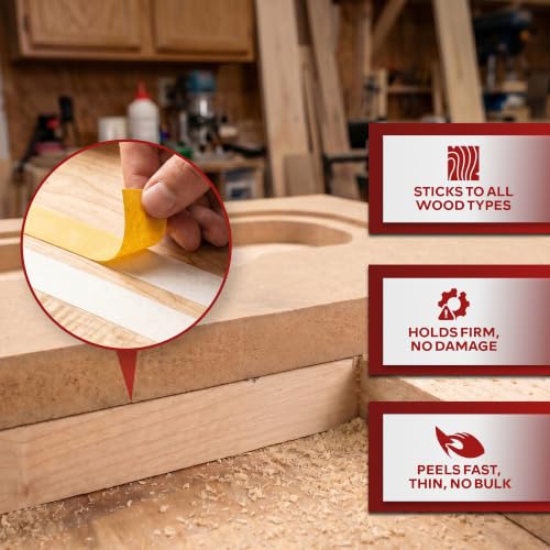 XFasten Double Sided Woodworking Tape 4 Inches x 90 Feet, Residue-Free and Removable Double Sided Wood Mounting Boards, Masking Tape for Wood Template, MDF, Metal, Edge Banding, Routing, Anchoring - size: 4 Inches x 30 Yards