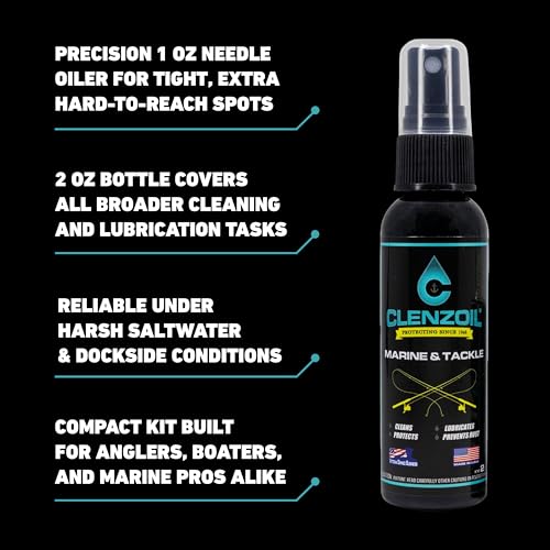 CLENZOIL Marine & Tackle - Fishing Gear Oil Lubricant - for Fish Care Reels, Boat Motors, Downriggers & More - Easily Oils Applicator - size: 2 oz + 1 oz Combo