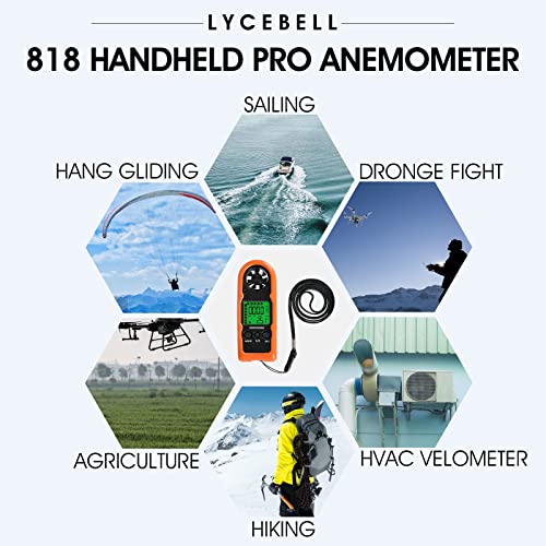 Mini Portable Anemometer Handheld 5pcs, Measures Wind Speed Wind Chill Temp