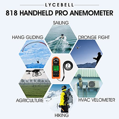 Mini Portable Anemometer Handheld 5pcs, Measures Wind Speed Wind Chill Temp