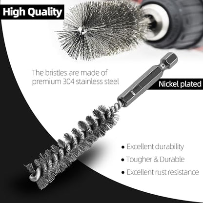 5Pcs 7/16" Stainless Steel Wire Bore Brush for Power Drill Cleaning - size: 11mm | 7/16"