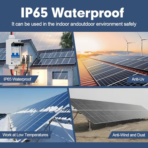 Solar Panel Disconnect Switch 50 Amp 1000V Breaker Box, PV DC Miniature Circuit Breaker Disconnect Box Outdoor with IP65 Waterproof Box