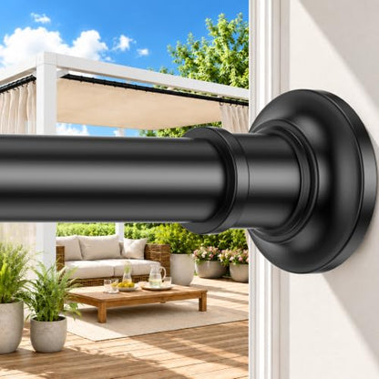 Outdoor Tension Rods No Drilling Shower Curtain Rod 30-132 Inch - color: Black, size: 30-132 inches