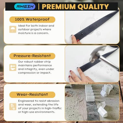 Neoprene Rubber Strip Solid Rubber Roll, Non-Adhesive - size: Non-Adhesive 1/8" Thick × 4" Wide × 10 Ft Long