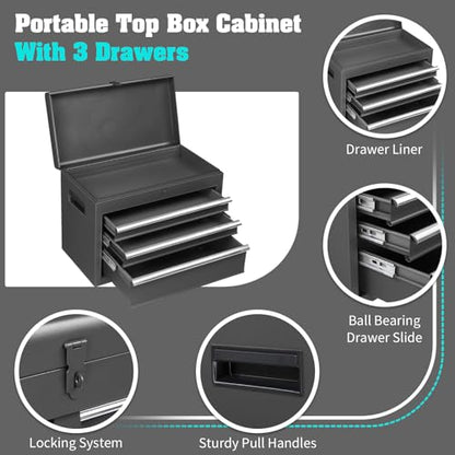 Winado 4-Drawer Rolling Tool Chest, 2-in-1 Large Storage Toolbox, Black - color: Black