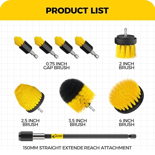 Holikme 9Pack Drill Brush Attachments Set，Power Scrubber Kit for Clean