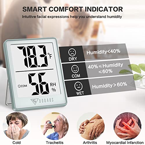 DOQAUS Digital Hygrometer Indoor Thermometer Humidity Meter, Blue - color: Soft Blue