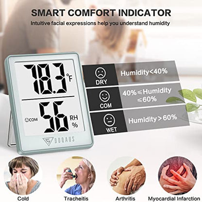 DOQAUS Digital Hygrometer Indoor Thermometer Humidity Meter, Blue - color: Soft Blue