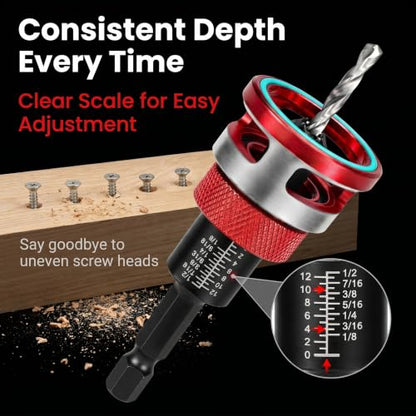 Countersink Drill Bit Set for Woodworking, 7-Piece