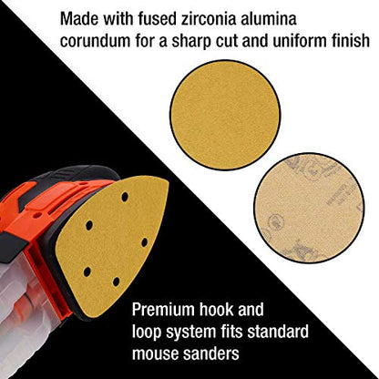 Dura-Gold Mouse Detail Sander Sandpaper Sanding Sheets, 5 Hole, 120 Grit - size: 120-Grit