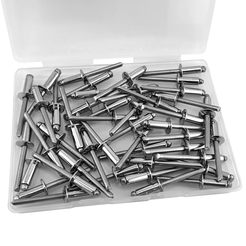 ALLCLEAN 45 Pcs 1/4" x 5/8" Stainless Steel Blind Pro Rivets,6.4 x 16mm Pop Rivets,Stainless Steel Grip and Stainless Steel Mandrel - color: Stainless Steel, size: 1/4" x 5/8"