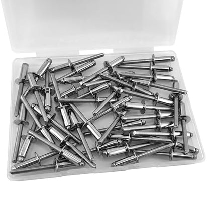 ALLCLEAN 45 Pcs 1/4" x 5/8" Stainless Steel Blind Pro Rivets,6.4 x 16mm Pop Rivets,Stainless Steel Grip and Stainless Steel Mandrel - color: Stainless Steel, size: 1/4" x 5/8"