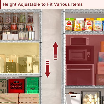 PrimeZone 4 Tier NSF Steel 55.5" Wx24 Dx76 H Wire Shelving 2400lbs - size: 55.5" W x 24" D x 76" H