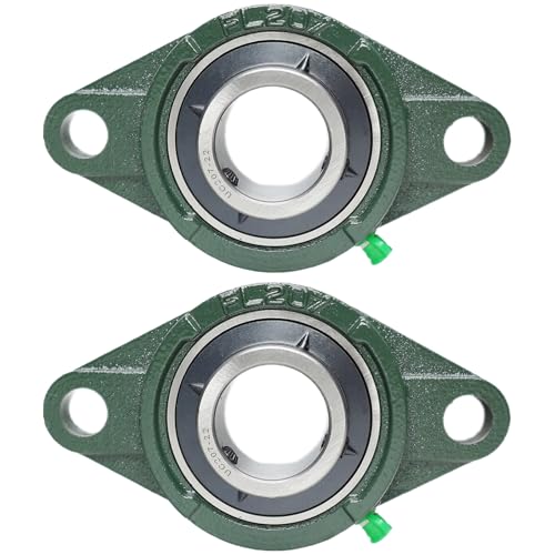 2 Pack UCFL207-22 Pillow Block Bearing – Flange 2 Bolt Mounted Pillow Block Bearings – Bearing Steel Bearings with 1-3/8" Bore - Self-aligning Bearings with Solid Cast Iron Base - style: UCFL207-22