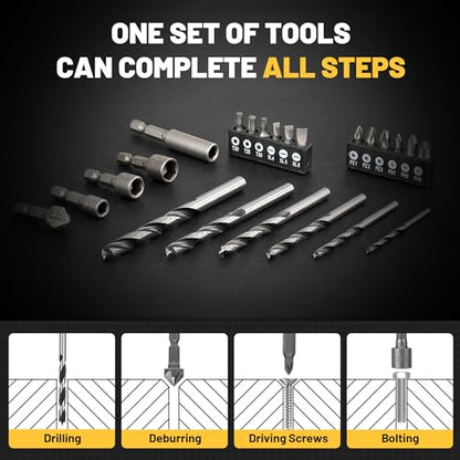 TOLESA 35pcs Drill Bit Set, Titanium Coated, HSS Twist Driver Bit Set