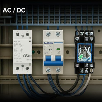 BAOMAIN 63A 2NO 24V AC/DC Contactor for Silent Smart Home and HVAC Control