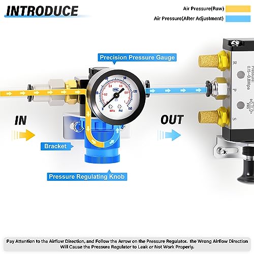 TAILONZ 1/4"NPT Pneumatic Pressure Regulator AR2000,Blue - color: Blue, size: Regulation