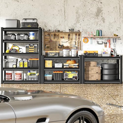 Metal Storage Garage Shelving - 48" W x 18" D x 78" H Black - size: 5T-BK-48"Wx18"D