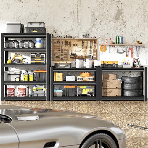 Metal Storage Garage Shelving - 48" W x 18" D x 78" H Black - size: 5T-BK-48"Wx18"D