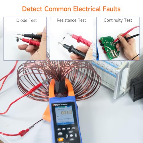OWON Digital Clamp Meter with 2.8-inch IPS LCD Display, AC/DC Oscilloscope Function 3 in 1, 20000 Count True RMS Auto-ranging Current Meter, Bluetooth Current Meter and Oscilloscope - style: Yel101