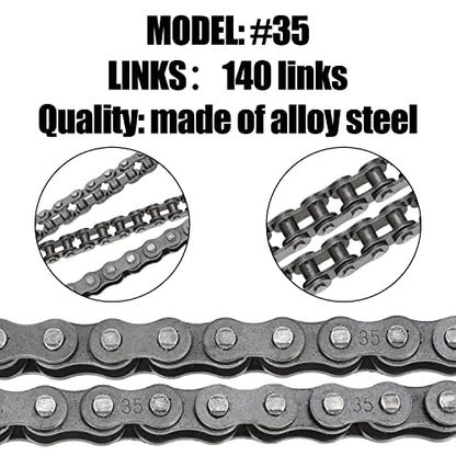 YOXUFA #35 Roller Chain for Mini Bike Coleman CT100U CC100X Baja Doodle Bug Dirt Bug Racer DB30 Motovox MBX10 MBX11 MMB80 Predator 79cc 97cc 100cc Engine Powersports Parts 140 Links Drive Chain - size: 140 Links