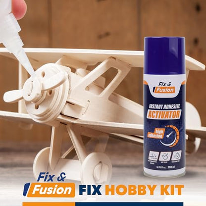 FIX & FUSION Activator Spray (6.76 Fl Oz), Instant Cure Accelerator for Cyanoacrylate (CA) Super Glue for Wood, Plastic, Rubber, Granite, and DIY & Professional, Accelerates Bonding Strength, (6 Pack) - size: 6.76 fl oz (200 ml)