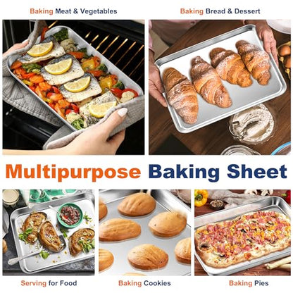 P&P CHEF Baking Sheet Pan, Stainless Steel Cookie Sheet, 12.5 Inch & 2 Pcs - size: 12.5 Inch
