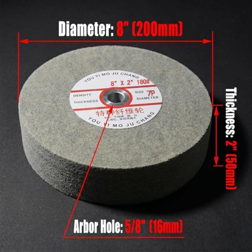 8" x 2" Extra Thick 180 Grit Fiber Buffing Wheel, 5/8" Arbor (7P) - style: 8"x2" Extra Thick Fiber Wheel