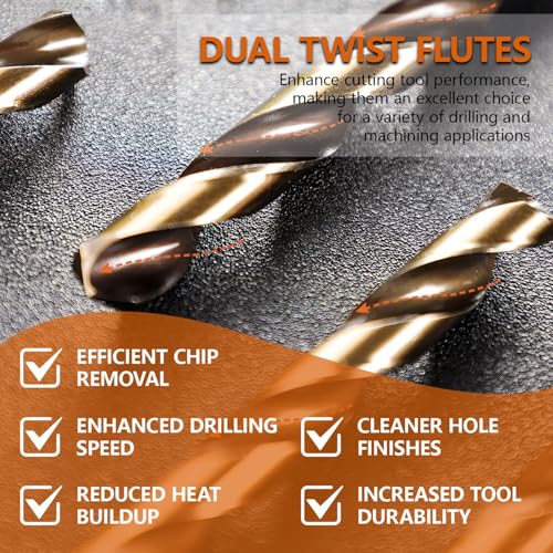 11/32" M35 Cobalt HSS Twist Drill Bit Set, 5-Pc for Hard Metal - style: 11/32"(5pcs)