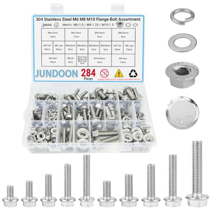 284Pcs M6/M8/M10 Flange Bolt Nut Washer Kit - color: 284pcs M6 M8 M10