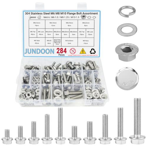 284Pcs M6/M8/M10 Flange Bolt Nut Washer Kit - color: 284pcs M6 M8 M10