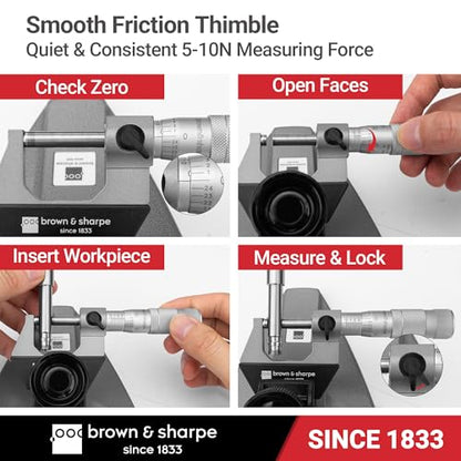 Brown & Sharpe 0-1 Inch Outside Micrometer, 0.0001 Inch Graduation